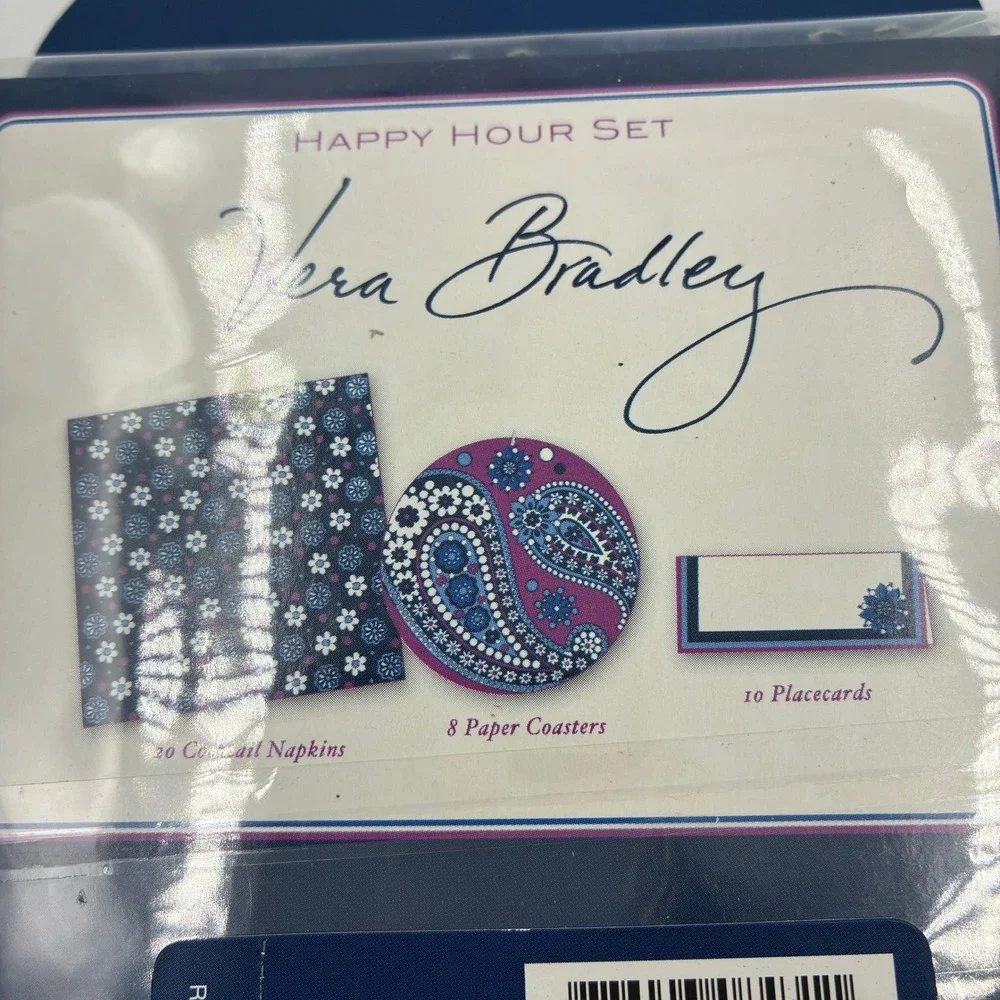 Vera Bradley‎ Happy Hour Set Boysenberry Paisley Napkins Coasters Placecards